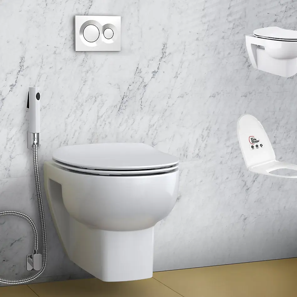 Kohler Reach Eco Wall Mounted Rimless Toilet with Anti-Splash Ledge, Eco Flush Technology & Quiet-Close Seat, White (30438IN-0) — image 1 of 4