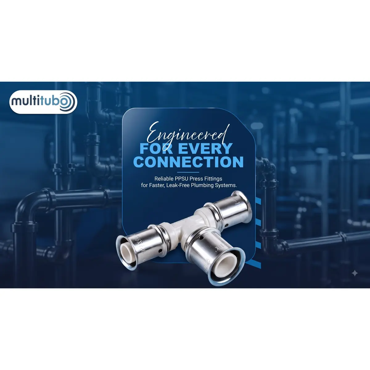 Multitubo PPSU (Size : 25mm x 25mm x25mm) Fittings Press-Equal Tee with EPDM rings — image 1 of 4